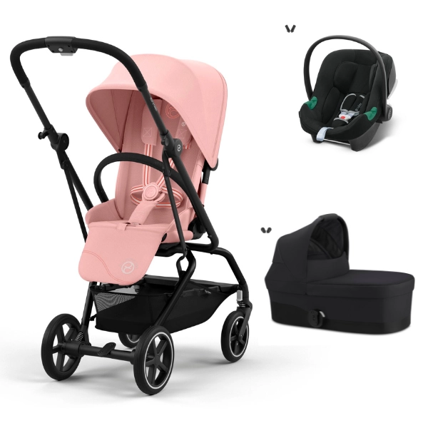 Poussette Cybex Eezy S Twist PLUS 2 - Châssis Black/ Candy Pink + Nacelle S - Moon Black + Coque Auto Aton B2 - Volcano Black