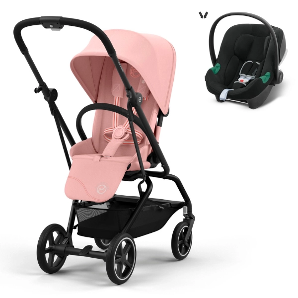 Poussette Cybex Eezy S Twist PLUS 2 - Châssis Black/ Candy Pink + Coque Auto Aton B2 - Volcano Black