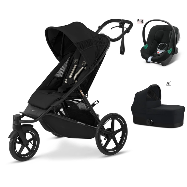 Poussette Cybex Avi Spin + Nacelle - Moon Black + Coque Auto Aton B2 i-Size - Volcano Black