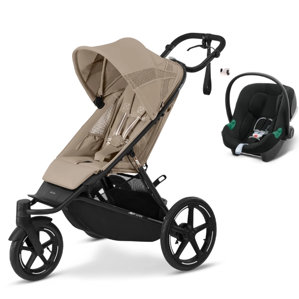 Poussette Cybex Avi Spin - Almond Beige + Coque Auto Aton B2 i-Size - Volcano Black