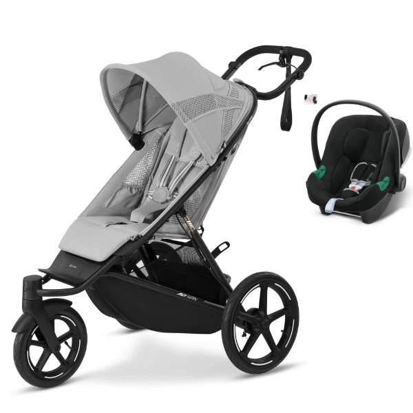 Poussette Cybex Avi Spin - Fog Grey + Coque Auto Aton B2 i-Size - Volcano Black