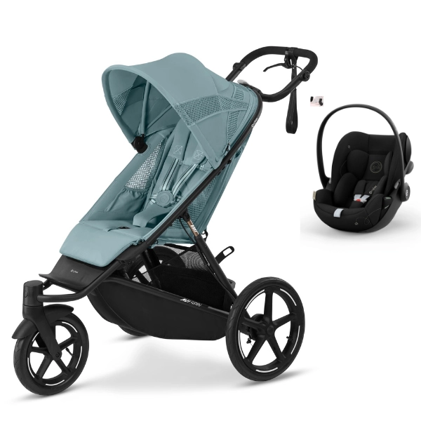 Poussette Cybex Avi Spin - Stormy Blue + Coque Auto Cloud G i-Size - Moon Black