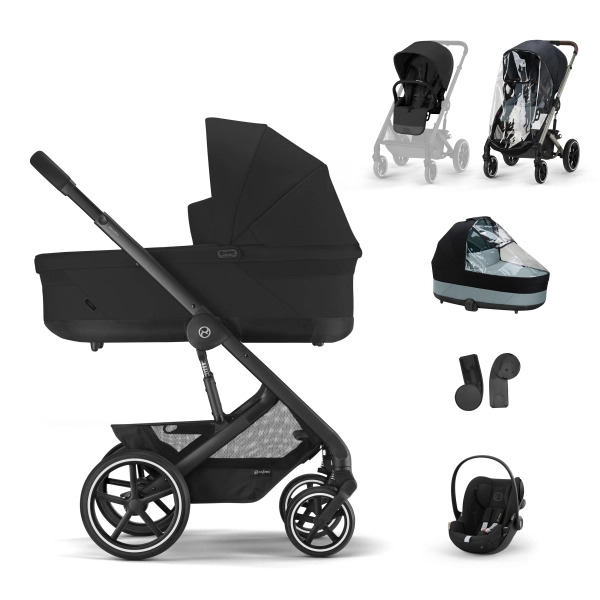 Poussette Cybex Balios S Lux - Châssis Black + Nacelle + Cloud G i-Size - Moon Black + Accessoires