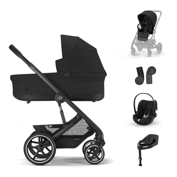 Poussette Cybex Balios S Lux - Châssis Black + Nacelle + Cloud G i-Size - Moon Black + Base G