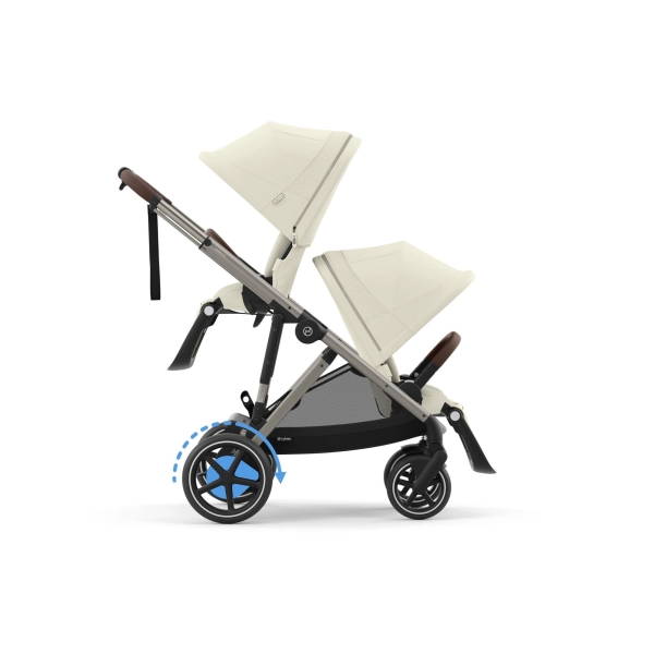 Poussette Double Cybex eGazelle S - Châssis Taupe/ Assises Seashell Beige