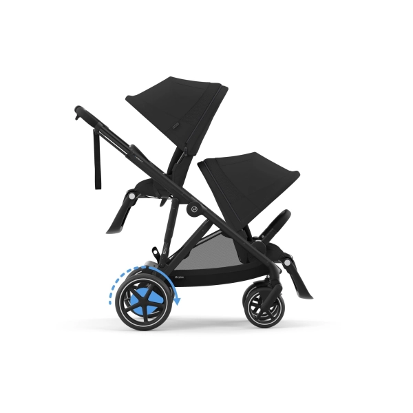 Poussette Double Cybex eGazelle S - Châssis Black/ Assises Moon Black