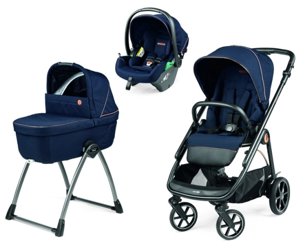 Poussette Peg Perego Veloce + Nacelle Belvedere + Coque Primo Viaggio Lounge - Blue Shine + Home Stand