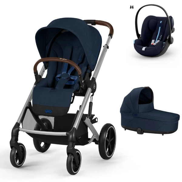 Poussette Cybex Balios S Lux - Châssis Silver + Nacelle + Cloud G i-Size - Ocean Blue + Accessoires