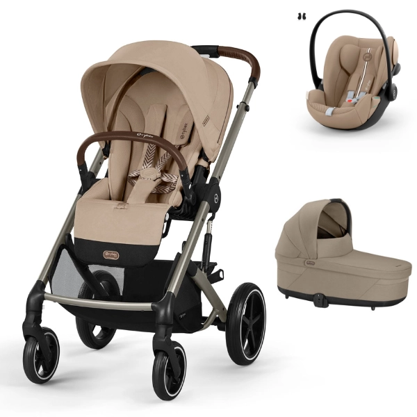 Poussette Cybex Balios S Lux - Châssis Taupe + Nacelle + Cloud G i-Size - Almond Beige + Accessoires