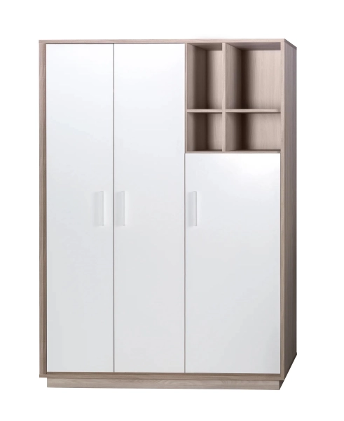 ROBA Armoire Bébé Mila 3 portes - 2 tiroirs - Gris clair - décor