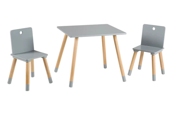 Ensemble Chaises-Table Roba - Gris/Naturel