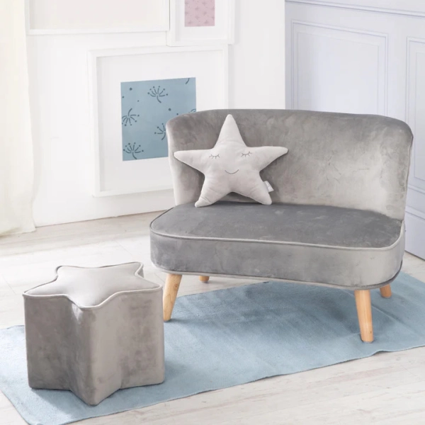 Set 'Lil Sofa Midi Roba Canapé + Tabouret Étoile + Coussin Étoile - Gris