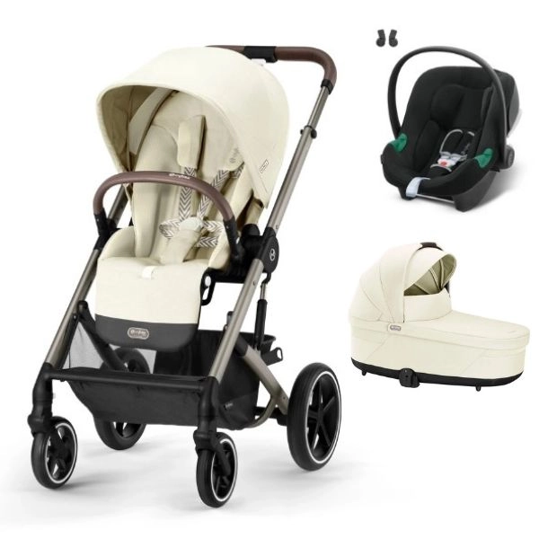 Poussette Cybex Balios S Lux 2 - Châssis Taupe + Nacelle - Seashell Beige + Coque Auto Aton B2 - Volcano Black