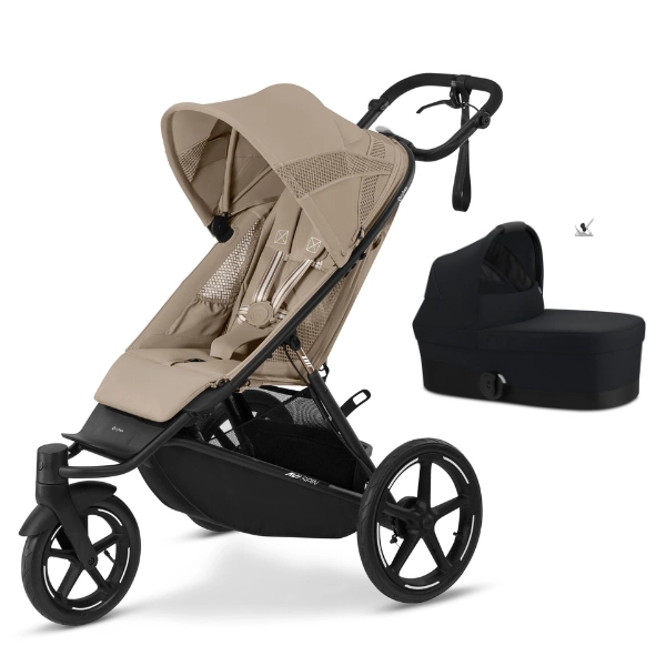 Poussette Cybex Avi Spin - Almond Beige + Nacelle - Moon Black