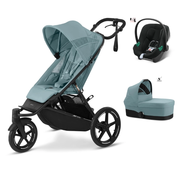 Poussette Cybex Avi Spin + Nacelle - Stormy Blue + Coque Auto Aton B2 i-Size - Volcano Black