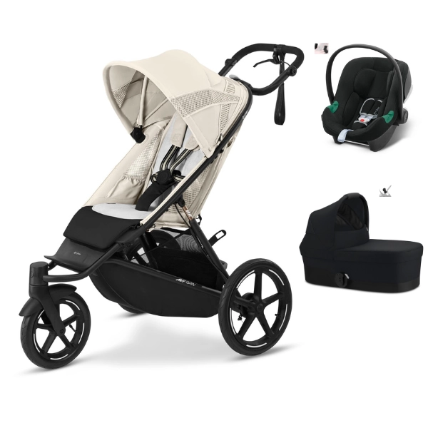 Poussette Cybex Avi Spin - Seashell Beige + Nacelle - Moon Black + Coque Auto Aton B2 i-Size - Volcano Black