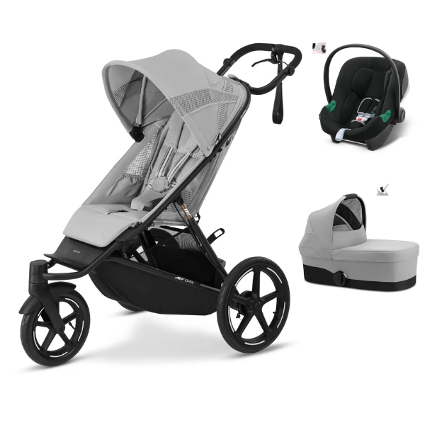 Poussette Cybex Avi Spin + Nacelle - Fog Grey + Coque Auto Aton B2 i-Size - Volcano Black