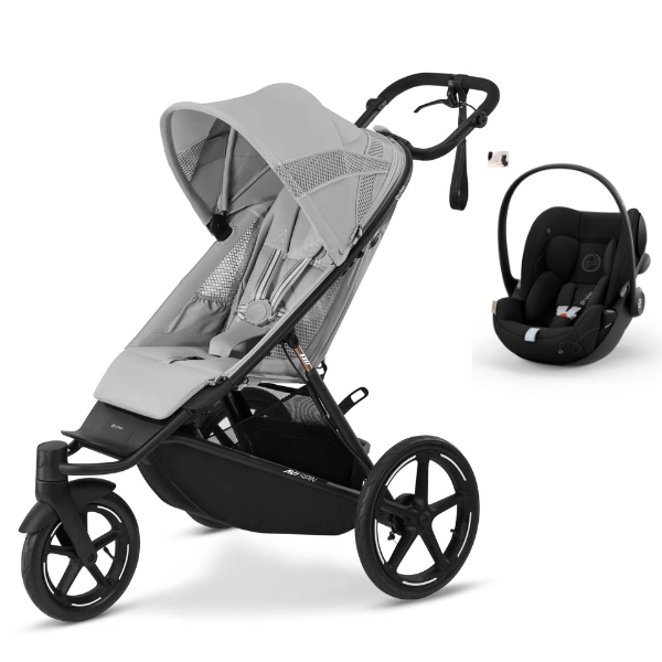 Poussette Cybex Avi Spin - Fog Grey + Coque Auto Cloud G i-Size - Moon Black