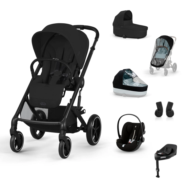 Poussette Cybex Balios S Lux 2 - Châssis Black + Nacelle + Cloud G i-Size - Moon Black Plus + Base G + Accessoires