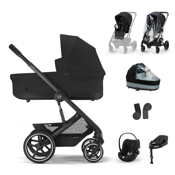 Poussette Cybex Balios S Lux - Châssis Black + Nacelle + Cloud G i-Size - Moon Black + Base G + Accessoires