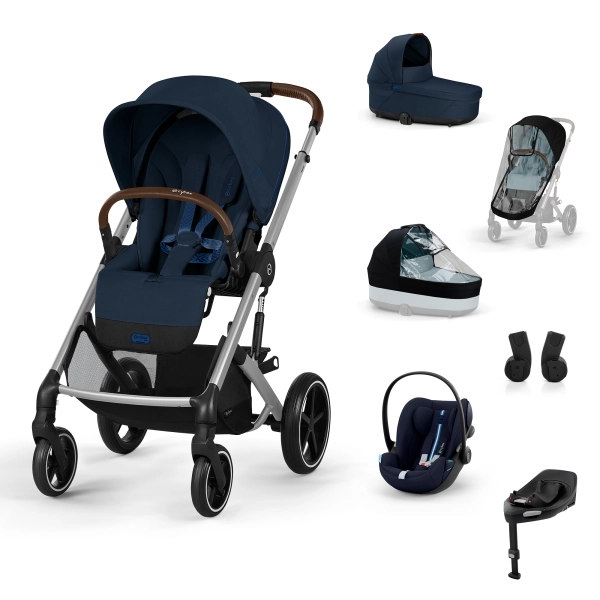 Poussette Cybex Balios S Lux 2 - Châssis Silver + Nacelle + Cloud G i-Size - Ocean Blue Plus + Base G + Accessoires