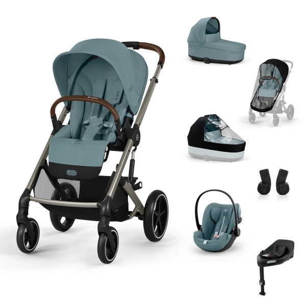 Poussette Cybex Balios S Lux 2 - Châssis Taupe + Nacelle + Cloud G i-Size - Stormy Blue Plus + Base G + Accessoires