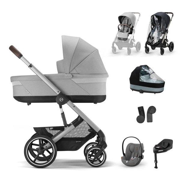 Poussette Cybex Balios S Lux - Châssis Silver + Nacelle + Cloud G i-Size - Lava Grey + Base G + Accessoires