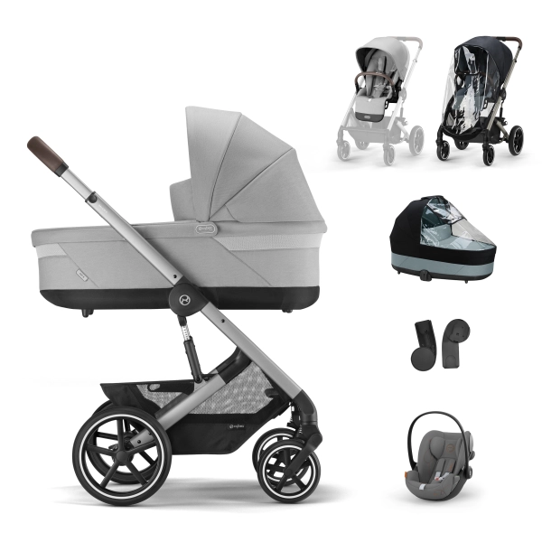 Poussette Cybex Balios S Lux - Châssis Silver + Nacelle + Cloud G i-Size - Lava Grey + Accessoires