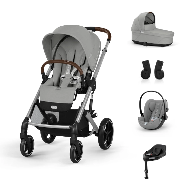 Poussette Cybex Balios S Lux 2 - Châssis Silver + Nacelle + Cloud G i-Size - Stone Grey Plus + Base G