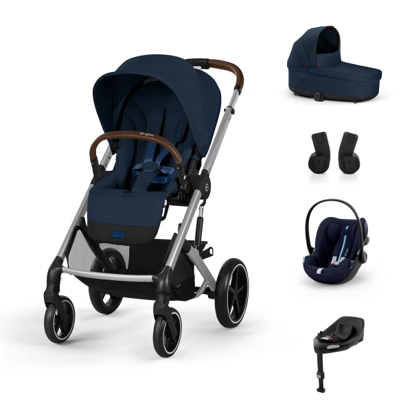 Poussette Cybex Balios S Lux 2 - Châssis Silver + Nacelle + Cloud G i-Size - Ocean Blue Plus + Base G