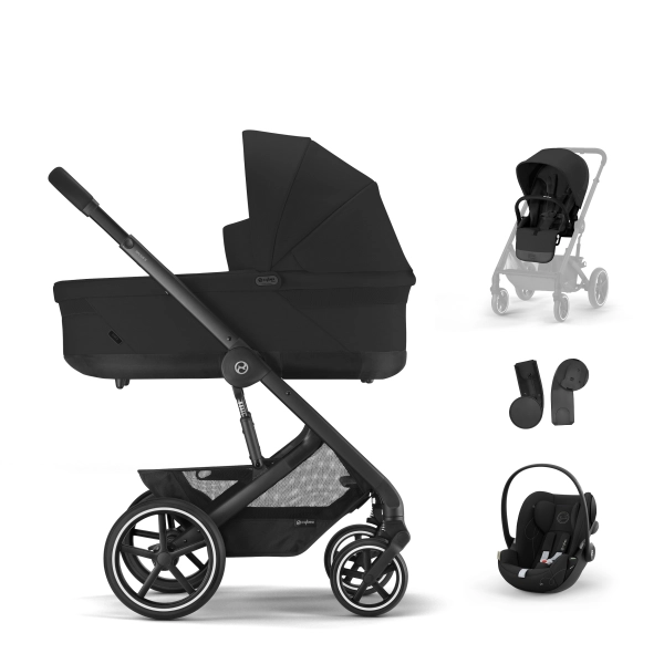 Poussette Cybex Balios S Lux - Châssis Black + Nacelle + Coque Auto Cloud G i-Size - Moon Black