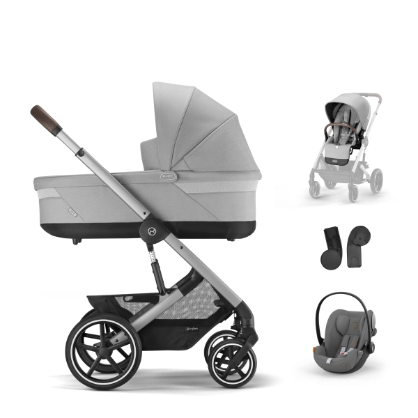 Poussette Cybex Balios S Lux - Châssis Silver + Nacelle + Coque Auto Cloud G i-Size - Lava Grey