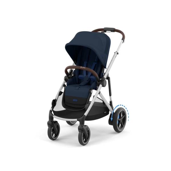 Poussette Cybex eGazelle S - Châssis Silver/ Assise Ocean Blue