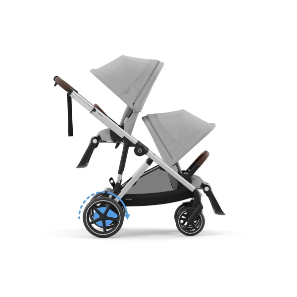 Poussette Double Cybex eGazelle S - Châssis Silver/ Assises Lava Grey