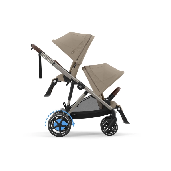 Poussette Double Cybex eGazelle S - Châssis Taupe/ Assises Almond Beige