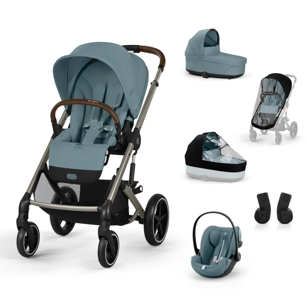 Poussette Cybex Balios S Lux 2 - Châssis Taupe + Nacelle + Cloud G i-Size - Stormy Blue Plus + Accessoires