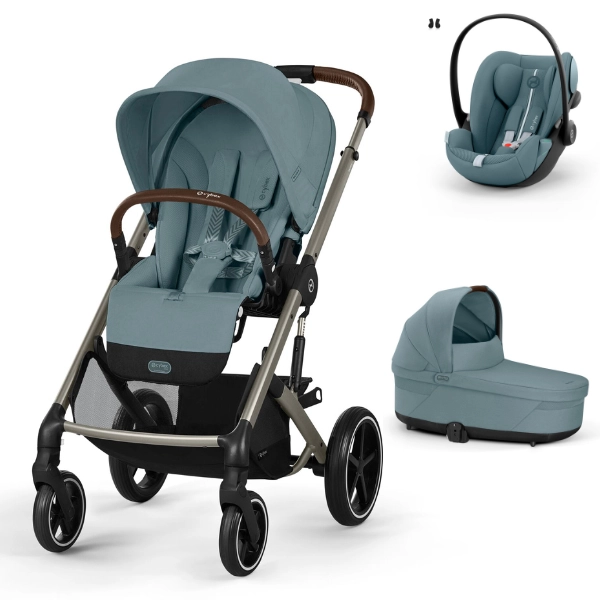 Poussette Cybex Balios S Lux - Châssis Taupe + Nacelle + Cloud G i-Size - Stormy Blue + Accessoires