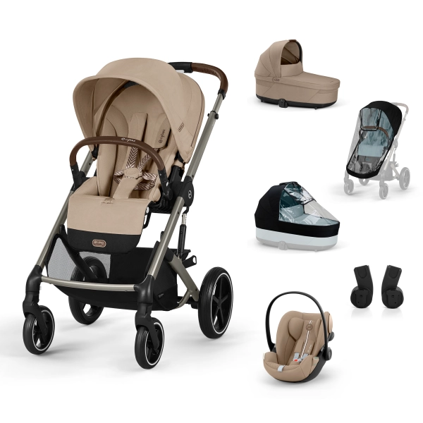 Poussette Cybex Balios S Lux 2 - Châssis Taupe + Nacelle + Cloud G i-Size - Almond Beige Plus + Accessoires