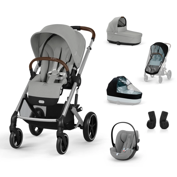 Poussette Cybex Balios S Lux 2 - Châssis Silver + Nacelle + Cloud G i-Size - Stone Grey Plus + Accessoires