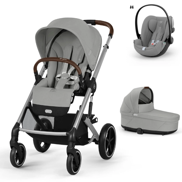 Poussette Cybex Balios S Lux 2 - Châssis Silver + Nacelle + Cloud G i-Size - Stone Grey + Accessoires