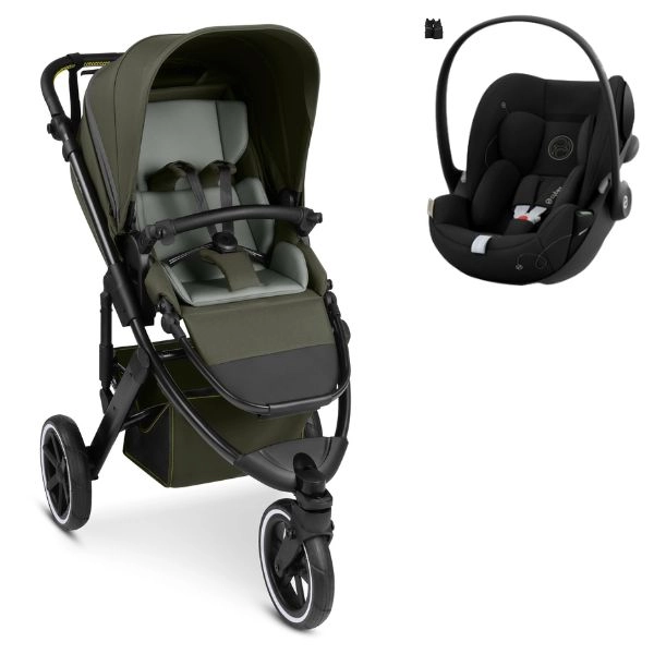 Poussette ABC Design Salsa 5 Run - Avocado + Coque Auto Cybex Cloud G i-Size - Moon Black