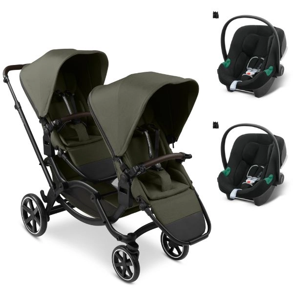 Poussette Double ABC Design Zoom 2 - Avocado + 2 Coques Auto Cybex Aton B2 - Volcano Black