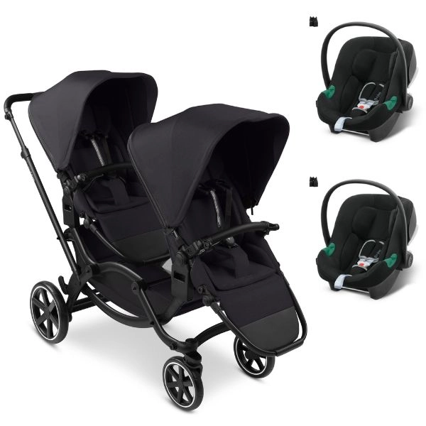 Poussette Double ABC Design Zoom 2 - Coal + 2 Coques Auto Cybex Aton B2 - Volcano Black