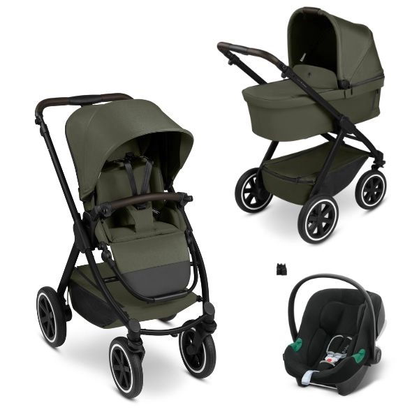 Poussette ABC Design Samba 2 + Nacelle - Avocado + Coque Auto Cybex Aton B2 - Volcano Black