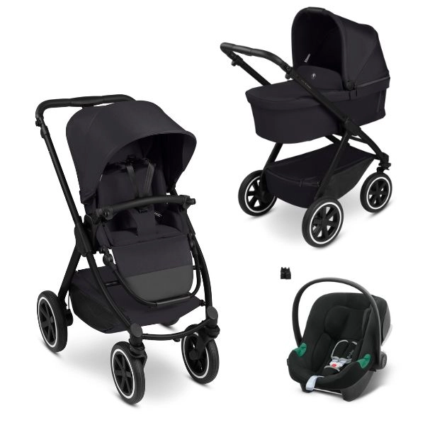 Poussette ABC Design Samba 2 + Nacelle - Coal + Coque Auto Cybex Aton B2 - Volcano Black