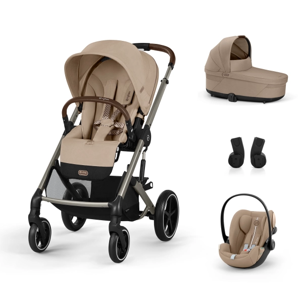 Poussette Cybex Balios S Lux 2 - Châssis Taupe + Nacelle + Coque Auto Cloud G i-Size - Almond Beige Plus