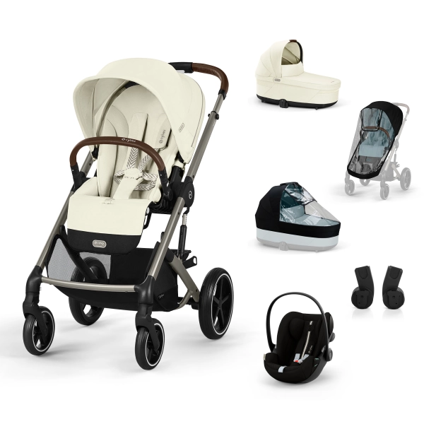 Poussette Cybex Balios S Lux 2 - Châssis Taupe + Nacelle - Seashell Beige + Cloud G i-Size - Moon Black Plus + Accessoires