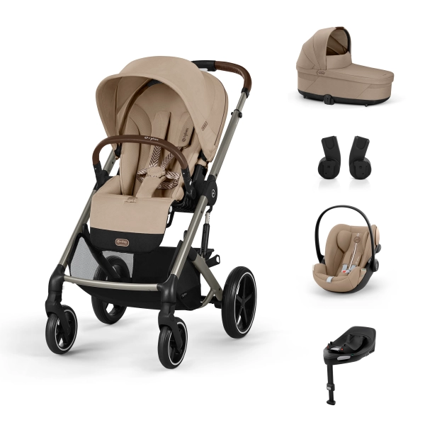 Poussette Cybex Balios S Lux 2 - Châssis Taupe + Nacelle + Cloud G i-Size - Almond Beige Plus + Base G