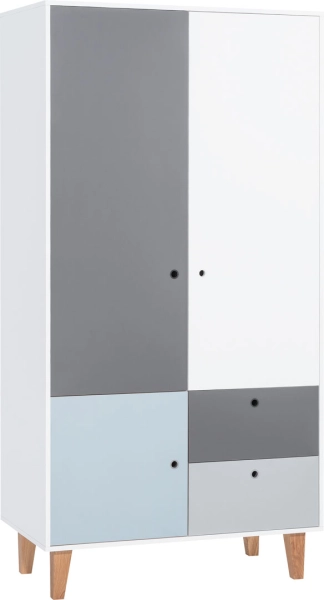 Armoire Vox 2-p Concept by VOX II blanc/blanc/graphite/gris/bleu