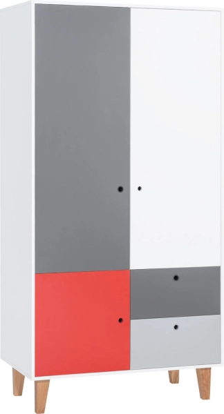 Armoire Vox 2-p Concept by VOX II blanc/blanc/graphite/gris/rouge